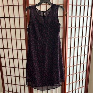 Cabi Purple dress with black pattern, High Low Dress, small